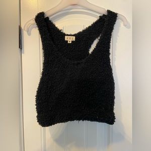 Fuzzy Black Cropped Tank